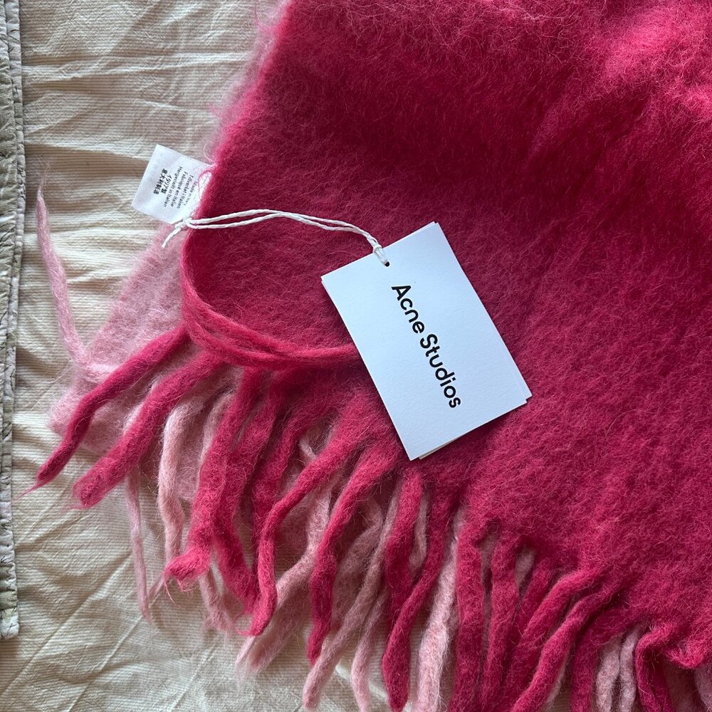 Acne Studios Ombré Mohair Blend Fringe Scarf - Pink - Picture 5 of 8